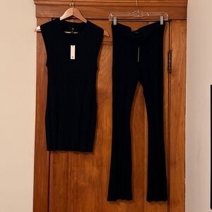 Banana Republic Cece ribbed tunic and pants set, navy, size M - NWT